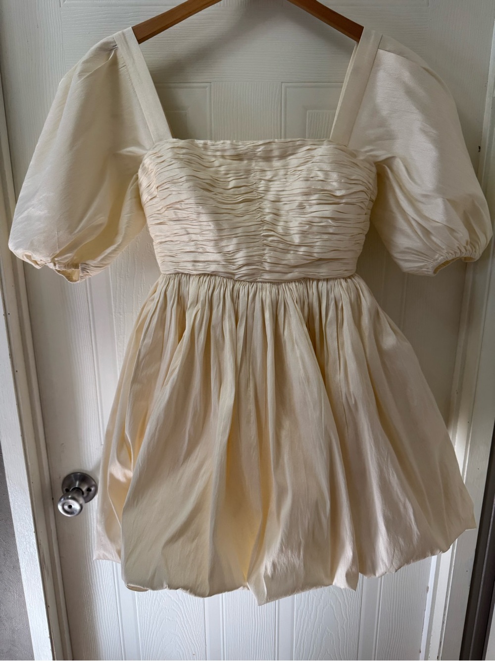 Sachin + Babi Cream Puff Sleeve Ruched Bodice Kids Dress